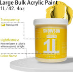 SNOWSUN Lemon Yellow Acrylic Paint, Large Bulk Heavy Body Acrylic Paint (42.4 oz, 1L) - Non Toxic Gloss Thick Art Paint for Multi-Surface, Canvas Wood Ceramic and Leather, Stone Craft, for Artists & Beginners