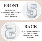 Number Iron On Patches, Numbers 0-9 Embroidery Applique Patch, DIY Decorative Heat Press Patches for Clothing Jeans Jackets Backpacks Hats (White 50 Pcs)
