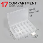 2PACK Embroidery Floss Organizer Box with 50 Cardboard Bobbins - 17 Compartments Clear embroidery thread and Beads organizer box, Snap-Tight Clear Sewing Organizer - Jewelry Bead Holder (Made in USA)