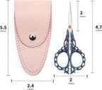 4.7 INCH Small Sewing Scissors,Embroidery Scissors With Cover,Sharp pointed tip,Travel Scissors In A Pouch,Mini Stainless Steel Crochet Scissors for Craft Art Work Color BLUE