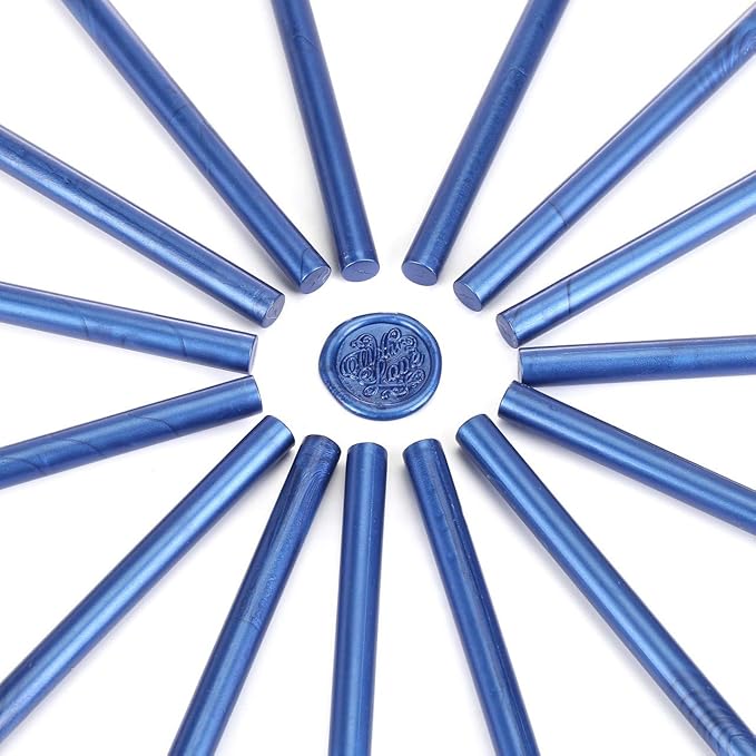Yoption 15 Pieces Glue Gun Sealing Wax Sticks for Wax Seal Stamp, Great for Wedding Invitations, Cards, Envelopes (Blue)