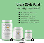 Chalky Chicks All-in-One Chalk Paint for Furniture or Cabinet - 32Fl Oz - Matte Finish Lime Ricki (Lime Green) for Metal, Wood Furniture Paint - No Sanding All-in-One for Home Decor & Crafts, USA Made