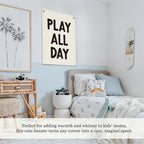 Playroom Wall Decor Linen Canvas Banner,Play All Day Wall Hanging Flag Banner for Kids Nursery and Playroom Wall Decor,Stylish Room Decor for Boys and Girls 18x25 Inch