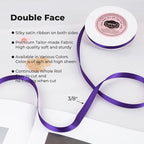 VATIN Double Face Bright Purple Satin Ribbon 3/8" Continuous 50 Yards,Purple Polyester Fabric Ribbon use for Bows Bouquet, Gift Wrapping, Floral Arrangement Wedding Decoration