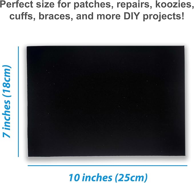 Neoprene Fabric Assortment Sample Patch Sheet Packs for Sewing Material Wetsuit Repair (5 Pack, 1mm Black)