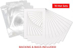6x8 Mat for 8x10 Frame - Precut Mat Board Acid-Free Show Kit with Backing Board, and Clear Bags White 6x8 Photo Matte Made to Fit a 8x10 Picture Frame Matboard for Framing, Pack of 10 Mats