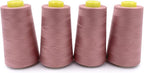 Tortoise 4 Cones of 3000 Yards Each Spool Thread for All Purpose Sewing - 100% Polyester for Serger Overlock Quilting Machine 40S/2 Rubber Red