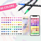 80 Colors Numbered Dual Tip Brush Pens with Free App, Fine and Brush Tips Pens for Adults and Kids, Coloring Markers for Coloring Book Bullet Journaling Note Taking Planner Hand Lettering