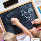 Kedudes Dustless Chalk with Eraser, 24pk - 12 Colored Chalkboard Chalks and 12 White Chalk for Chalkboard and Board Erasers Set - Blackboard Chalks and Eraser with Wooden Handle