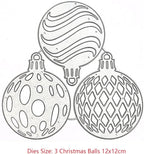 Mvchifay Cutting Dies for Card Making Metal Die-Cuts Scrapbooking Tool Hollow Frame DIY Craft Punch Template Embossing for Paper Album Decor(3 Christmas Balls-12x12cm)