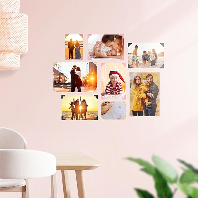 GOONAVI 15 Sheets 360 PCS Golden Black Acid-Free Photo Corners Notebook, Self-Adhesive Corners for DIY Album Journal, Corner Stickers for Trip Memory Book