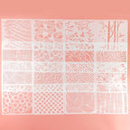 16 Pcs Layering Stencils for Painting - 6"x6" Mixed Texture Trees, Flowers, Leaves, Dots, Checkered, Buffalo Crackle, Splatter Stencils for Canvas, Mix Media Spray Paint