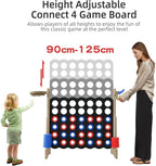 UNICOO® Height Adjustable Jumbo 4-to-Score Game, 4 in A Row Game with Basketball Hoop, Ring Toss, Carrying Bag, Indoor Outdoor Yard Game, Parties & Family Gatherings