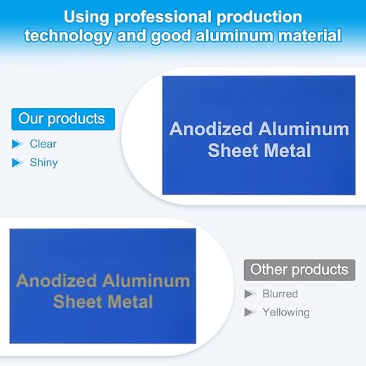 PATIKIL 6x10 Inch Anodized Aluminum Sheet Metal, 5Pcs Laser Plates Engraving Blanks 0.5MM Thin Rectangle for Crafting DIY House Laser Engraving, Blue
