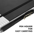 Aodaer 12 Set Lined Notebook Journals with Pens A5 Notebooks 100 GSM College Ruled Hardcover Notebook PU Leather Notepad with Pen Holder for Office School, 5.7 x 8.3 Inches, Black
