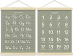 BONETAT Numbers alphabet poster for Nursery Toddlers, Play Room Wall Decor, ABC Wall Chart, Wall Hanging Decor for Toddler Playroom Decor Kids Wall Decor, Wooden Frame Alphabet Banner-A06