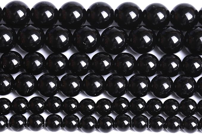 Natural Black Agates Onyx Stone Beads Smooth Round Loose Spacer Beads for Jewelry Making DIY Bracelets 12mm 34pcs 15"(Black Agate, 12mm)
