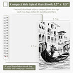 SuFly Small Sketch Book 5.5"x8.5", 2-Pack Mini Sketchbook, Spiral Bound Sketchbook Hardcover with 200 Sheets of 68lb/100gsm Mini Drawing Pad Paper, Small Sketch Pads for Drawing for Adults & Kids.