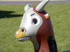 Hearthsong Hop N Go Inflatable Bull Riding Bouncy Hopping Toys for Kids Ages 5+ - Ride On Bouncer Animal Hopper Jumping Toys for Outdoor Games