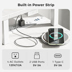SUPERJARE 53 inch Reversible L Shaped Desk with LED Lights & Power Outlets, Computer Desk with Shelves & Monitor Stand, Gaming Desk with Drawer, Home Office Desk Corner Desk, PU White Drawer