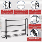 Basketball Rack, Shooting Training Rolling Ball Stand, Garage Organizer with Wheels, 4-Layer Sports Equipment Storage Holder with Baskets and Hooks for Soccer Baseball Footballs Volleyball
