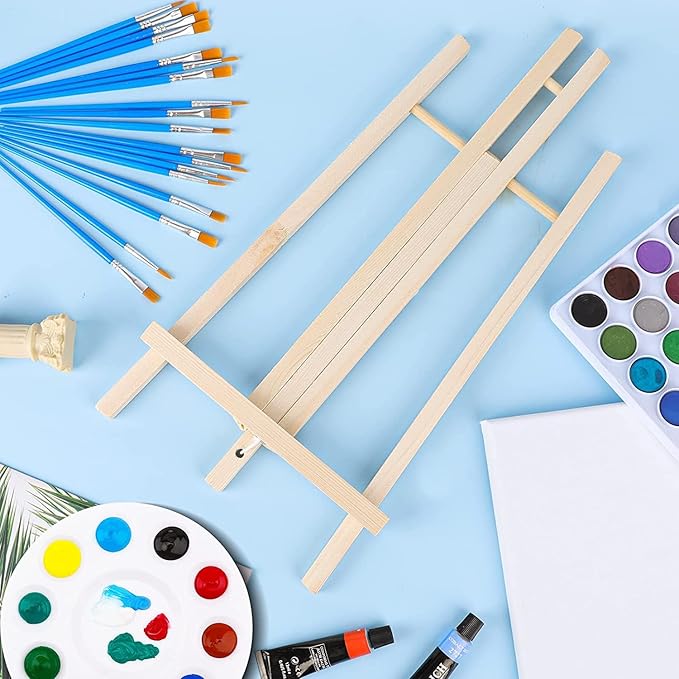 AROIC Wood Easels, Easel Stand for Painting Canvases, Art, and Crafts. (11.8 inch, 4 Pack), Tripod, Painting Party Easel, Kids Student Table School Desktop, Portable Canvas Photo Picture Sign Holder