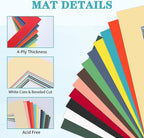 ZBEIVAN 12 Packs Mixed Colors 8x10 Picture Frame Mats for 5x7 Photos, Artworks and Prints, White Core Bevel Cut Frame Mattes