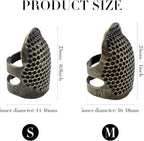 FR 4 Pack (2 Sizes, S/M) Sewing Thimble Finger Protector, Adjustable Finger Metal Shield Protector Pin Needles Sewing Quilting Craft Accessories DIY Sewing Tools Needlework Copper