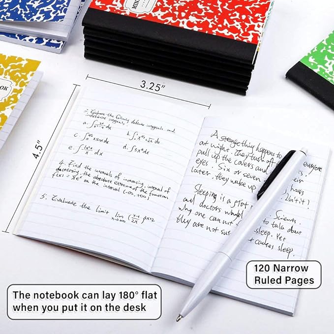 Composition Notebook, Mini Sized 30 Pack 5 Colors Narrow Ruled Mini Composition Books Bulk by Feela, Small Pocket Marble Cute Journal Notebooks for Kids School Home Office, Pocket Sized 4.5 x 3.25 in