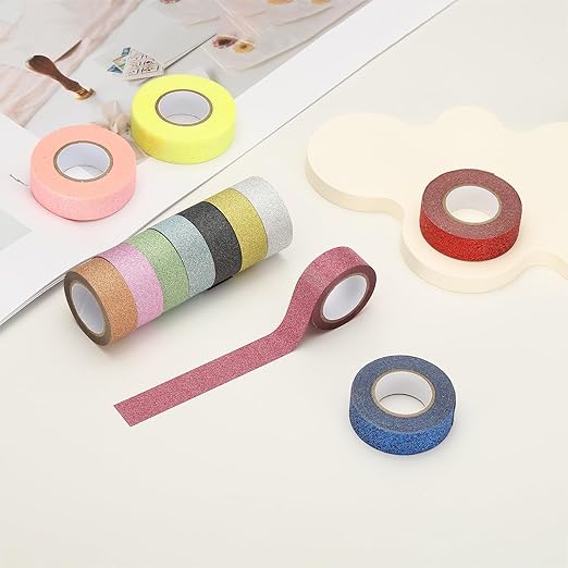 PATIKIL 2 Roll Glitter Paper Washi Tape, Washi Decorative Tape for Crafts, White