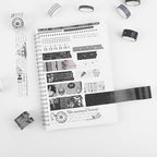 Dizdkizd Black and White Washi Tape Set, 20 Rolls Gothic Aesthetic Japanese Washi Tape Wide Scrapbooking Supplies Decorative Tape for Journaling, Planner, DIY Crafts