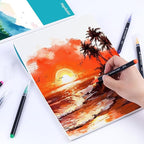 Hapikalor 5.5"x8.5"Watercolor Small Sketchbook for Kids, 30 Sheets (60 Pages) Spiral Bound, Water Color Paper, 140lb/300gsm Watercolor Paper, Watercolor Notebook, Watercolor Journal, Sketch Pad, Teal