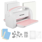 Manual Die Cutting Machine and Embossing Machine, 9'' Opening Size for Cardmaking, Scrapbooking, and DIY Crafts – Foldable Complete Set with A4 Die Cuts, Embossing Folders, and Plates(Pink)