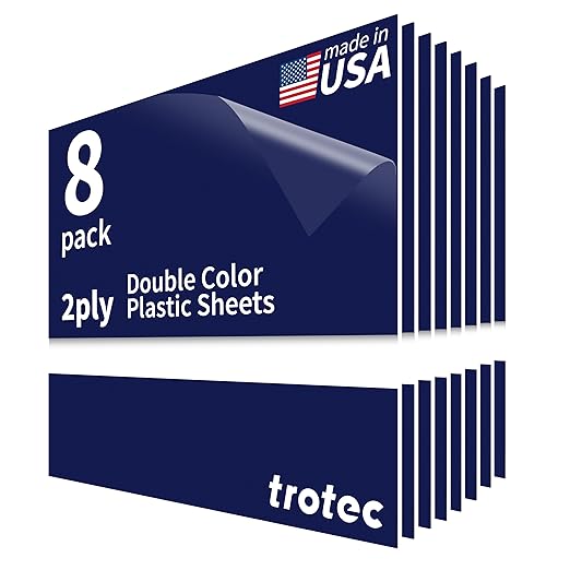 Trotec TroLase | 12"x12"x1/16", 8 Pcs | Blueberry/White | 2 Ply | Modified Acrylic | Laser Engraving Double Color Plastic Sheet | Engraving Blanks for Laser, Saw, Guillotine | Made in USA