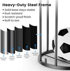 Garage Ball Storage Rack – Freestanding & Wall Mounted Sports Organizer with Elastic Cords Holds 7 Balls – Space Saving Basketball Soccer Football Holder for Home Kids Room