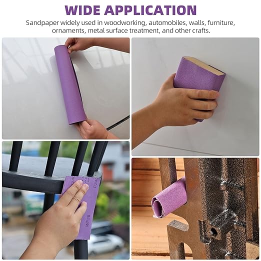 Sandpaper 320 Grit 20 PCS, Wet Dry Sanding Sheets 9 x 11 Inch, Purple Alumina Abrasive Sand Paper for Wood, Metal, Drywall, Resin, Automotive Sanding, Polishing, Grinding, by POLIWELL
