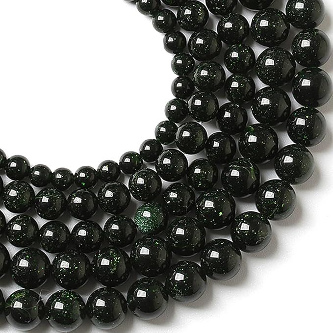 6MM 120pcs Natural Green Sandstone Energy Healing Beads Round Loose Beads for Jewelry Making Bracelet 2 Strands 32"