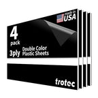 Trotec TroLase | 12"x20"x1/8", 4 Pcs | Black/White/Black | 3 Ply | Modified Acrylic | Laser Engraving Double Color Plastic Sheet | Engraving Blanks for Laser, Saw, Guillotine | Made in USA