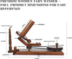 Bhartiya Handicrafts Rosewood Yarn Winder | Large Capacity 10 oz Wooden Yarn Winder for Knitting, Crocheting and Weaving | Table Top Wood Yarn Swift and Ball Winder