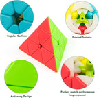 Stickerless Pyraminx Speed Cube – Smooth Turning Magic Pyramid Puzzle for Kids & Adults