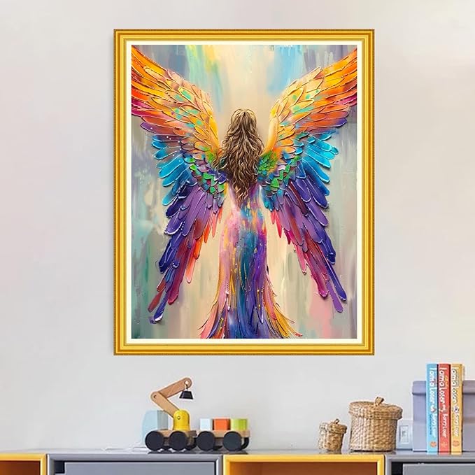 Magxvouy Cross Stitch Kits Stamped Full Range of Embroidery Kits,Cross Stitch Patterns Needlework Kits for Beginners 11CT Printed Kits&Angel's Wings 16x20 inch