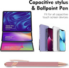 12 PCS 2 in 1 Stylus Ballpoint Pen with Stylus Tip, 1.0 mm Black Ink Metal Pen Stylus Pen for Touch Screens (Rose Gold & Gold)
