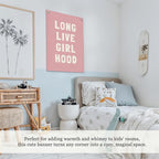 Toddler Girl Room decor,Long Live Girlhood Pink Linen Banner, Nursery Playroom Wall Hanging Flag Banner for Kids Bedroom Toddler Decorations Trendy Room Decor 18x25 Inch