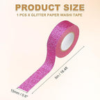 PATIKIL 1 Roll Glitter Paper Washi Tape, Washi Decorative Tape for Crafts, Rose Red