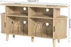 Large Round Record Player Stand with Charging Station & USB Ports，Record Storage Cabinet, Mid Century Modern Turntable Stand for Bedroom Living Room (Oak)
