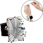Magnetic Wrist Sewing Pincushion with 100 Pieces 1.5 Inch Ball Head Sewing Pins Set Wrist Magnetic Pin Holder Gift Supplies(Black)