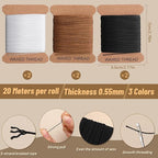 IMZAY Upholstery Repair Kit, Waxed Sewing Thread, 132 Yards Heavy Duty Leather Thread with 14 PCS Upholstery Needles for Leather, Canvas, Bookbinding, Beading, Stitching