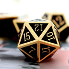 Haxtec DND Metal Dice Set D&D Dice Compatible with Dungeons and Dragons Roleplaying Games-Glossy Enamel Dice (Gold Black)