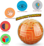 2 Pack 3D Maze Puzzle Ball - Brain Teaser Game, Gravity Memory Cube - Educational Toy Gifts for Students, Teens, Adults - Orange and Blue