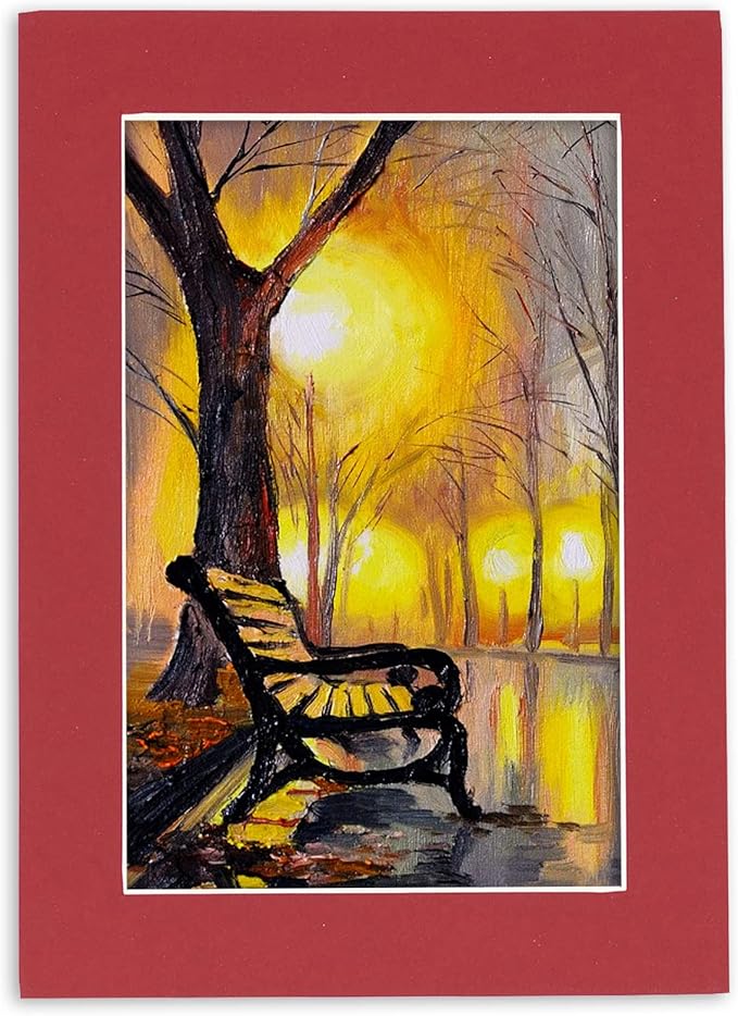 5x7 Mat for 8.5x11 Frame - Precut Mat Board Acid-Free Show Kit with Backing Board, and Clear Bags Deep Red 5x7 Photo Matte Made to Fit a 8.5x11 Picture Frame Matboard for Framing, Pack of 25 Mats